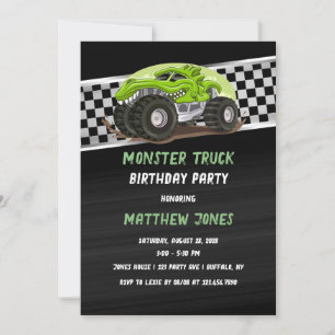 Zwarte Groene Gator Monster Truck Verjaardagsfeest Kaart