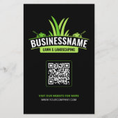 Zwarte Groene Gazon Verzorging Landschapsarchitect Flyer (Achterkant)
