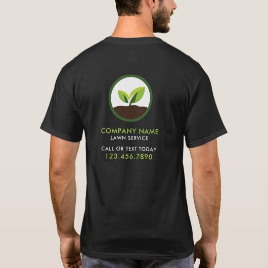 Zwarte Groene Gazonverzorging Landschapsprofession T-shirt (Achterkant)