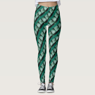Zwarte groene gebogen rechthoeken of strepen die d leggings