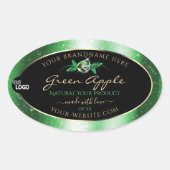 Zwarte Groene Glitter Floral Product Labels toevoe (Voorkant)