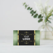 Zwarte Groene Glitter Gold  Ornamenten en Logo Visitekaartje (Staand voorkant)