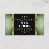 Zwarte Groene Glitter Gold  Ornamenten en Logo Visitekaartje (Voorkant)