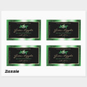 Zwarte groene glitter sterren Floral Product Label (Vel)