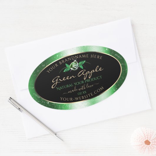 Zwarte groene glitter sterren Floral Product Label (Envelop)