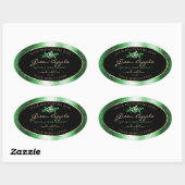 Zwarte groene glitter sterren Floral Product Label (Vel)