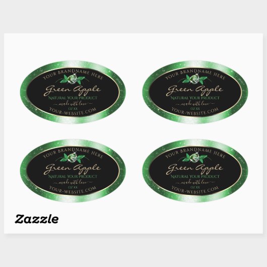 Zwarte groene glitter sterren Floral Product Label (Vel)