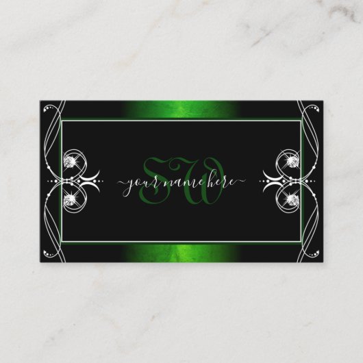   zwarte groene handjewelen Initialen Visitekaartje (Voorkant)