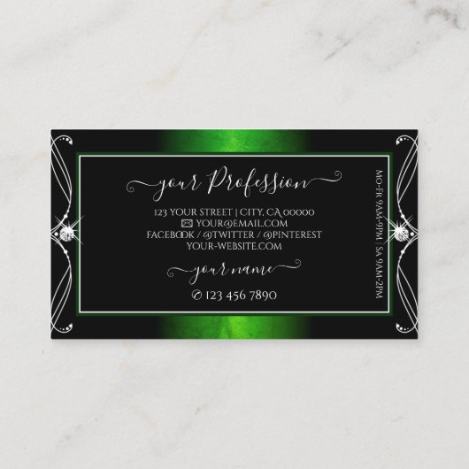   zwarte groene handsjuwelen voegen Logo toe Visitekaartje (Achterkant)