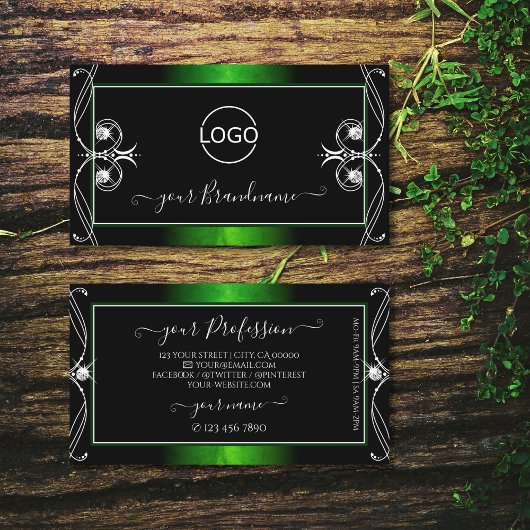   zwarte groene handsjuwelen voegen Logo toe Visitekaartje