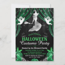 Zwarte & Groene Heks & Glanzende Gordijnen Hallowe