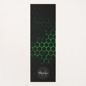 Zwarte groene honingraatgeometrie Monogram Yogamat (Voorkant)