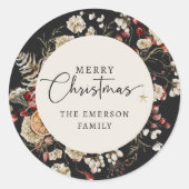 Zwarte groene kerststicker ronde sticker (Voorkant)