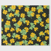 Zwarte Groene Klaver Shamrock St. Patrick's Day Cadeaupapier (Vlak)