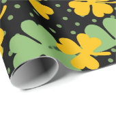 Zwarte Groene Klaver Shamrock St. Patrick's Day Cadeaupapier (Rol Hoek)