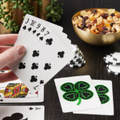 Zwarte groene klaverhart St Patty WB speelkaarten (Insitu)