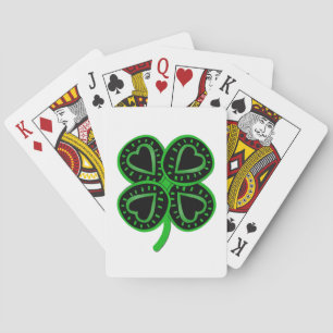 Zwarte groene klaverhart St Patty WB speelkaarten