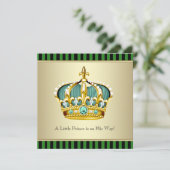 Zwarte Groene Kroon Prins Baby Boy Douche Kaart (Staand voorkant)