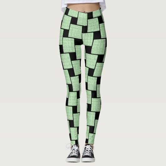 Zwarte & Groene Leggings Lang (Voorkant)