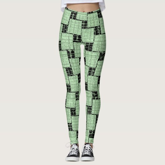 Zwarte & Groene Leggings Lang (Voorkant)