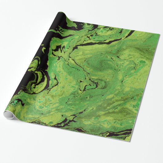 Zwarte groene marmer cadeaupapier (Uitgerold)