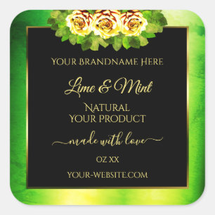 Zwarte groene marmer Product Labels die Rozen bloe