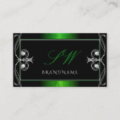   zwarte groene monogram voor juwelen visitekaartje (Voorkant)