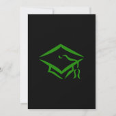 Zwarte Groene Mortarboard Eenvoudige GraduPartij Kaart (Achterkant)