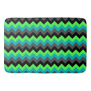 Zwarte groene ombre chevrons grote badmat