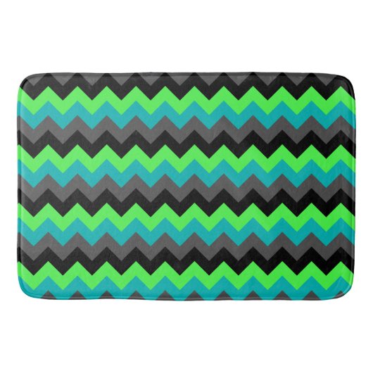 Zwarte groene ombre chevrons grote badmat (Voorkant)