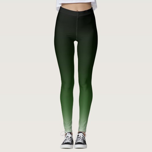 Zwarte groene ombre gradiënt faden leggings (Voorkant)