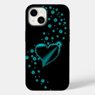 Zwarte groene regenbooghartslag met sterren op zwa Case-Mate iPhone 14 hoesje
