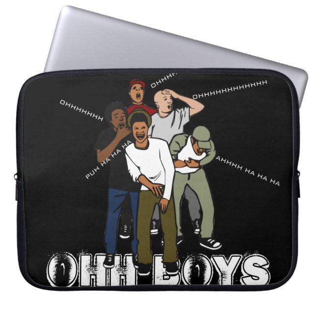 zwarte groene rode OHH BOYS die lachen Laptop Sleeve (Voorkant)