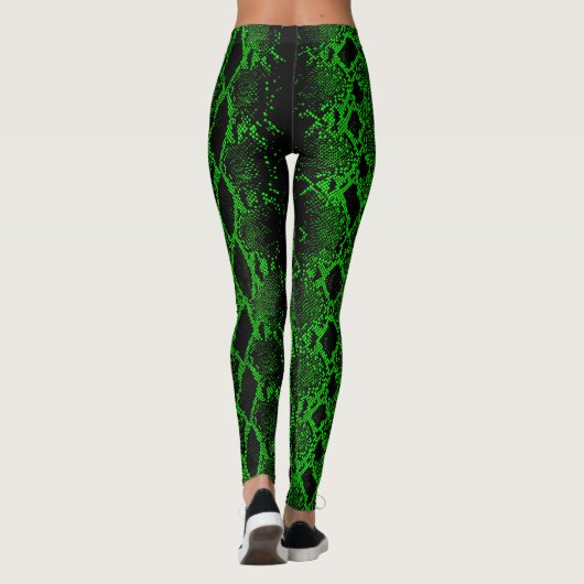 Zwarte groene slangenhuid leggings (Achterkant)
