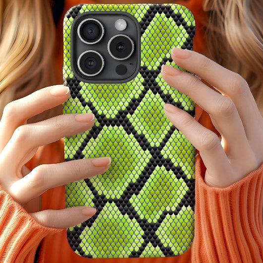 Zwarte Groene Slangenhuid Slang Serpent Case-Mate iPhone Case