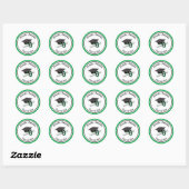 Zwarte groene stuifmep en tassel ronde sticker (Vel)