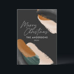 Zwarte groene terracotta moderne minimal waterverf feestdagenkaart<br><div class="desc">Budget zwart,  groen terracotta abstract waterverf modern script niet-foto kerstkaart. Modern trendy groene,  beige en terracotta kleurenontwerp.</div>