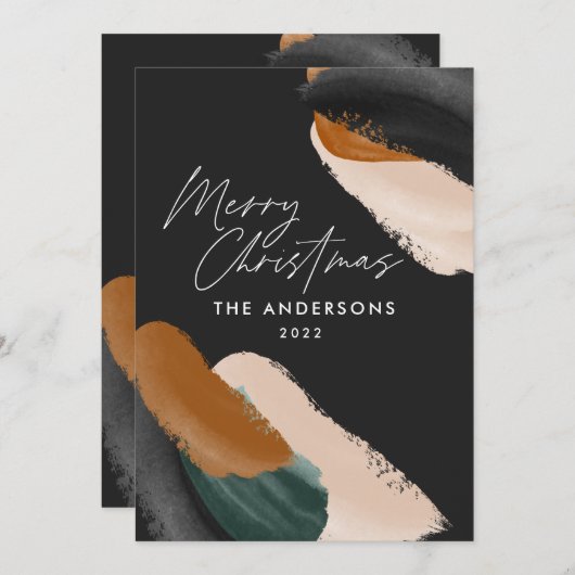 Zwarte Groene terracotta moderne minimale waterver Feestdagenkaart (Voorkant / Achterkant)