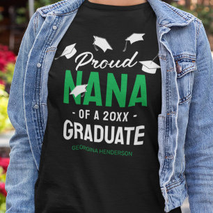 Zwarte Groene Trots Nana 2026 Afgestudeerd T-shirt