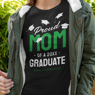 Zwarte Groene Trotse Moeder 2026 Afgestudeerde T-shirt