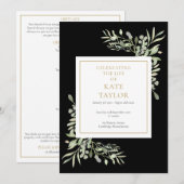 Zwarte Groene Uitvaart Herdenkingsdienst Order Of Programmakaart (Voorkant / Achterkant)