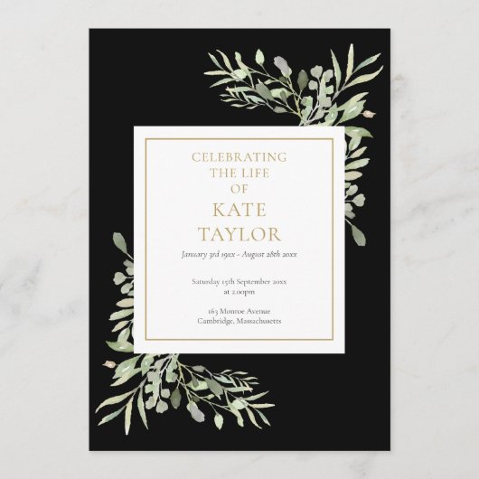 Zwarte Groene Uitvaart Herdenkingsdienst Order Of Programmakaart (Voorkant)