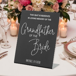 Zwarte grootvader van Bride Memorial Seat Wedding Reclamebord Met Voetstuk