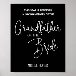 Zwarte grootvader van de Bride Memorial Wedding Poster