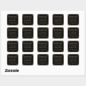 Zwarte Grote Art Deco Huwelijksstickers Vierkante Sticker (Vel)