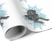 Zwarte Grote Daan Laying in Snowflakes Cadeaupapier (Rol Hoek)