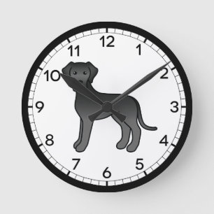 Zwarte Grote Dane Hond Cartoon Illustratie Ronde Klok