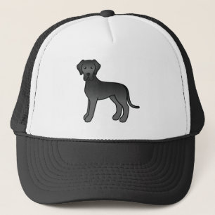 Zwarte Grote Dane Hond Cartoon Illustratie Trucker Pet