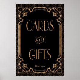 Zwarte Grote Gatsby Art Deco-Kaarten en cadeautjes Poster