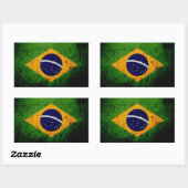 Zwarte Grunge Brazilië Vlag Rechthoekige Sticker (Vel)